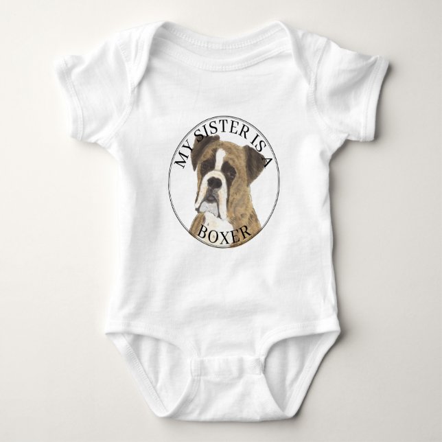 Body Para Bebé Brindle Boxer Dog Big Sister (Anverso)