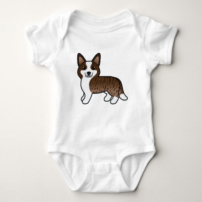 Body Para Bebé Brindle Cardigan Welsh Corgi Cartoon Dog (Anverso)