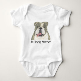 Body Para Bebé Brindle personalizado y perro Bulldog blanco inglé