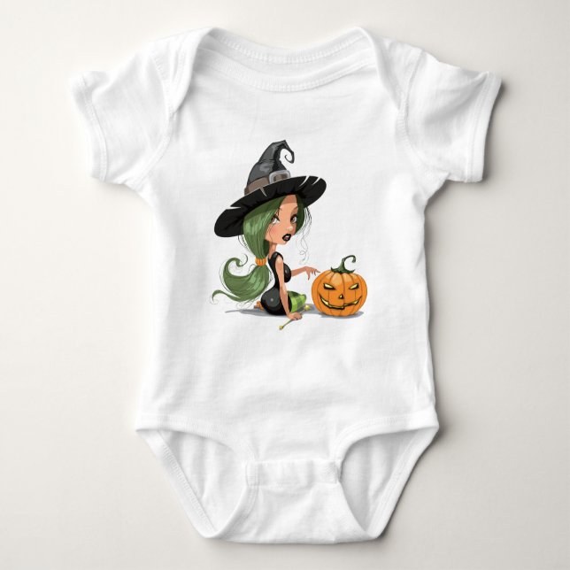 Body Para Bebé Bruja de Halloween (Anverso)