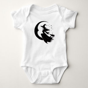 Body Para Bebé Bruja De Halloween, Bruja Volando Por Luna,