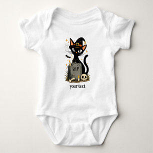 Body Para Bebé Bruja Linda Gato Negro Cementerio Halloween