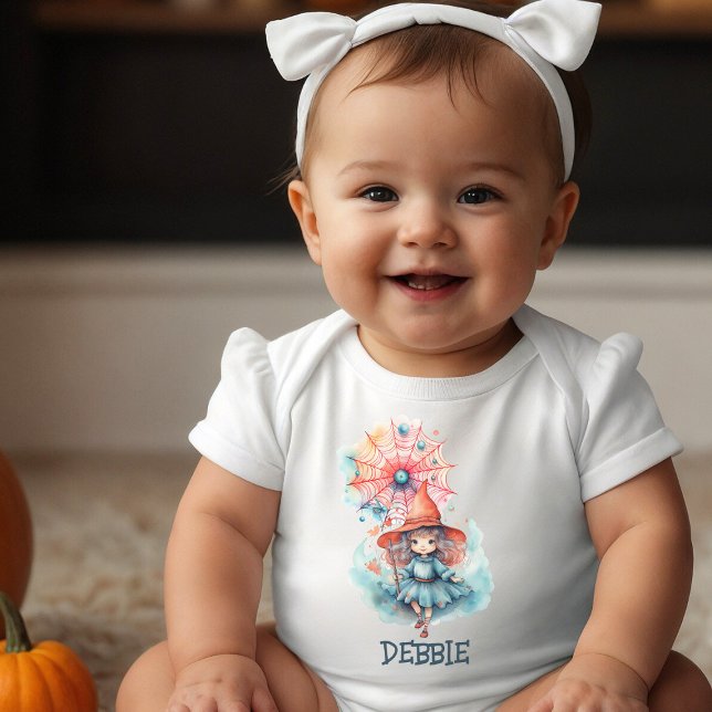 Body Para Bebé Bruja Monada Pastel Rosa Femenina Acuarela Hallowe (Subido por el creador)