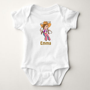 Body Para Bebé Brunette Cowgirl Shirt con nombre
