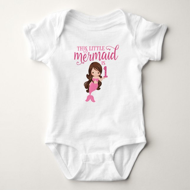 Body Para Bebé Brunette Mermaid 1er cumpleaños (Anverso)