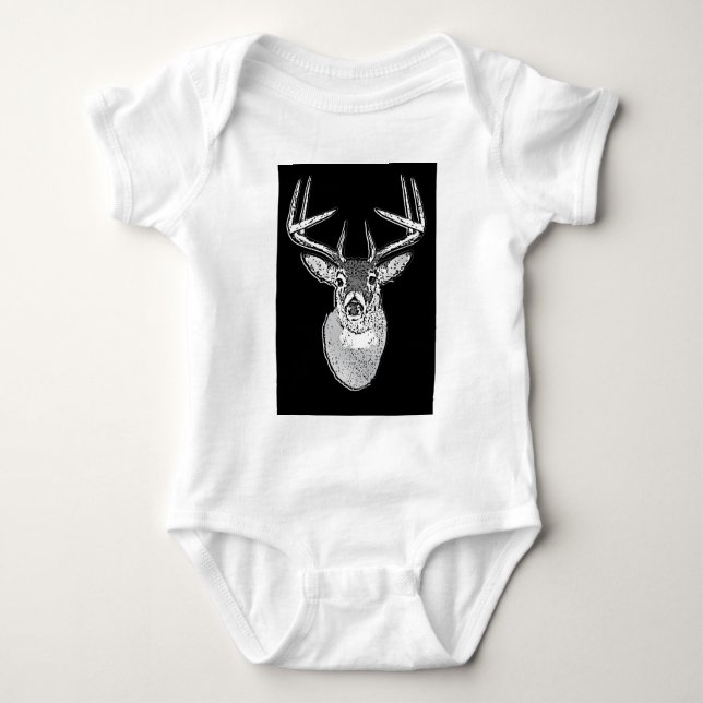 Body Para Bebé Buck on Bold Black White Tail Deer (Anverso)