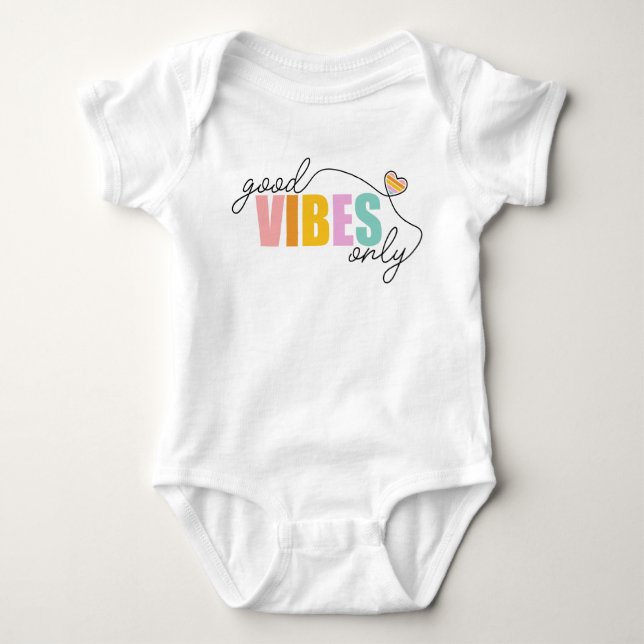 Body Para Bebé Buenos vibraciones solo corazón arcoiris (Anverso)