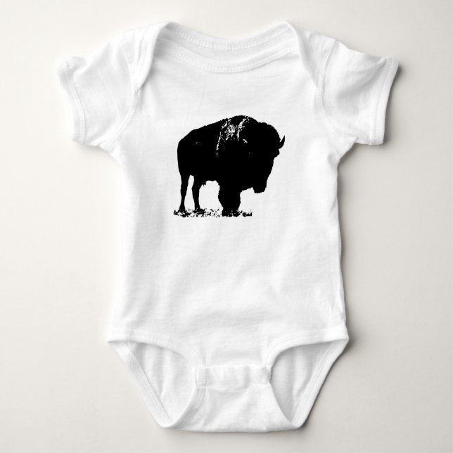Body Para Bebé Búfalo de Bison Black & White Pop Art (Anverso)
