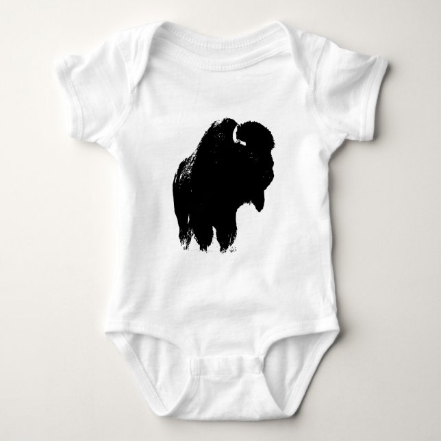 Body Para Bebé Búfalo de pop Art Bison Silhouette (Anverso)