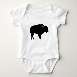 Body Para Bebé Búfalo negro y blanco de Bison Silhouette Pop Art