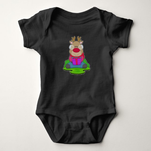 Body Para Bebé Bufanda de Navidad de Reno (Anverso)