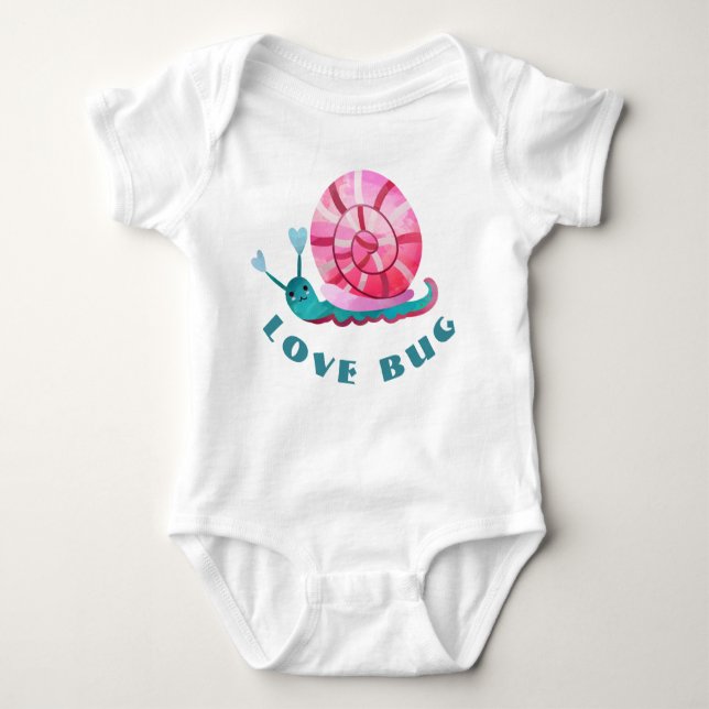 Body Para Bebé Bug de amor rosa y azul lindo (Anverso)