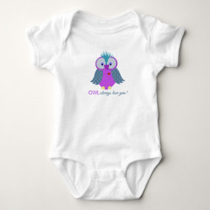 Body Para Bebé Búho de estampado de paisley púrpura y azul