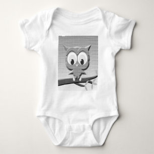 Body Para Bebé Búho de papel de periódico en blanco y negro