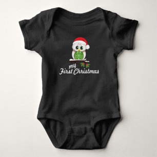 Body Para Bebé Búho del día de fiesta - primer navidad de los