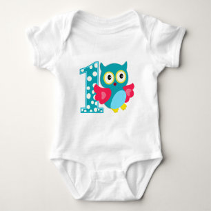 Body Para Bebé Búho feliz primer cumpleaños