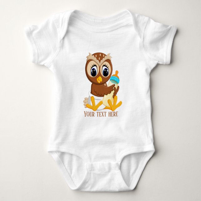 Body Para Bebé Búho unisex de corte agregar texto (Anverso)