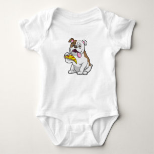 Body Para Bebé Bulldog con pedazo de pizza