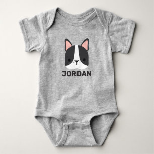 Body Para Bebé Bulldog francés lindo con nombre personalizado