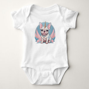 Body Para Bebé Bulldog francés lindo Unicorn Pastel rosa