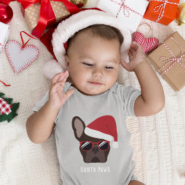 Body Para Bebé Bulldog Francés Marrón Navidad