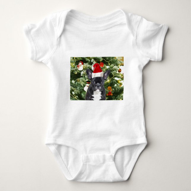 Body Para Bebé Bulldog francés Ornamenta árbol de Navidad Snowman (Anverso)