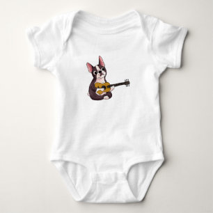 Body Para Bebé Bulldog francés toca guitarra divertida guitarista