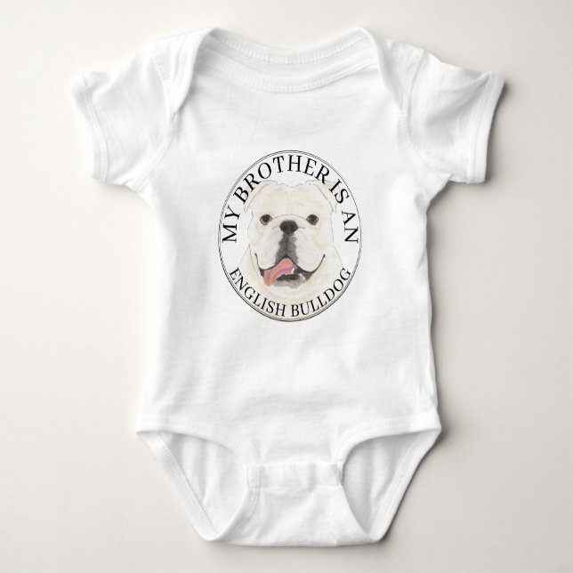 Body Para Bebé Bulldog inglés blanco personalizado (Anverso)