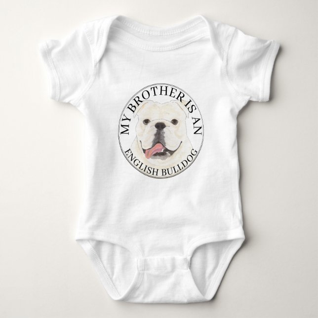 Body Para Bebé Bulldog Inglés Blanco Personalizado Perro (Anverso)