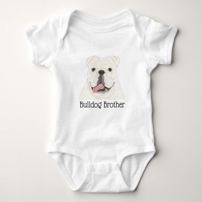 Body Para Bebé Bulldog Inglés Blanco Personalizado Perro (Anverso)