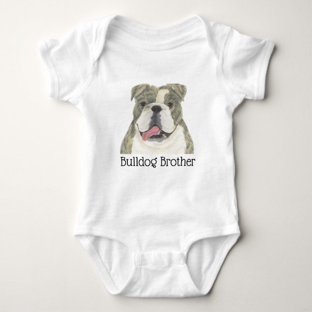 Body Para Bebé Bulldog Inglés Brindle y Blanco Personalizado Perr (Anverso)