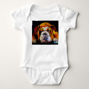 Body Para Bebé Bulldog Pastel, retrato artístico moderno.