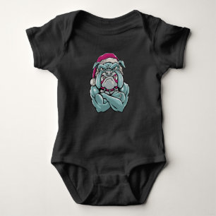 Body Para Bebé Bulldog Santa