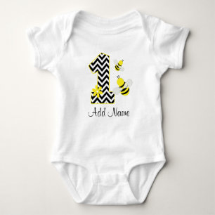 Body Para Bebé Bumble Bee Personalizado Primer Cumpleaños Chevron