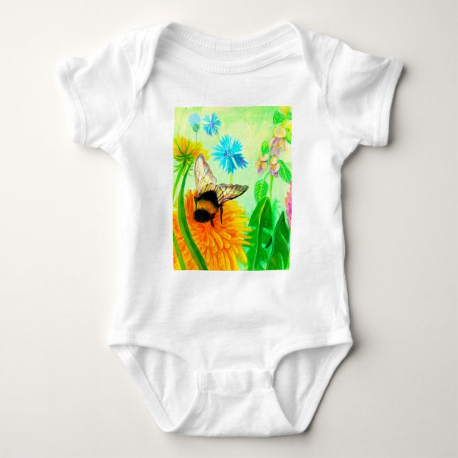 Body Para Bebé Bumblebee en dandelion (Anverso)