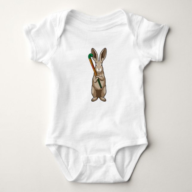 Body Para Bebé Bunny at Hockey with Hockey stick (Anverso)