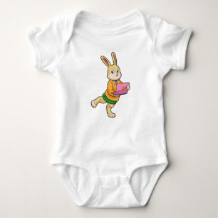 Body Para Bebé Bunny como secretario con laptop