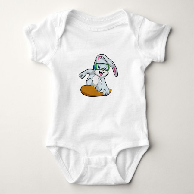 Body Para Bebé Bunny como Snowboarder con Snowboard (Anverso)