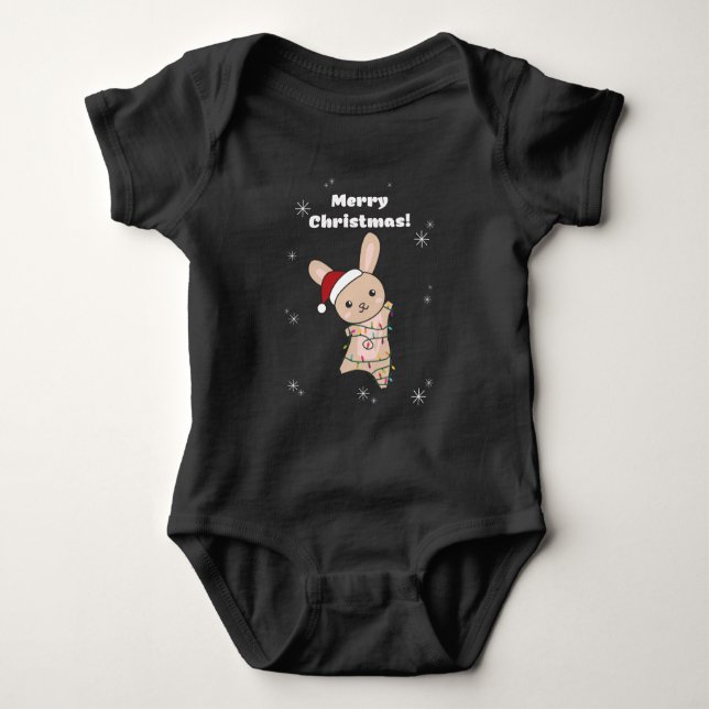 Body Para Bebé Bunny Merry Christmas Winter Animals Rabbits Baby (Anverso)