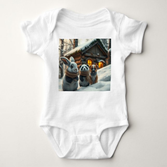 Body Para Bebé Bunny, puppy front & space neon Easter bunny back  (Anverso)