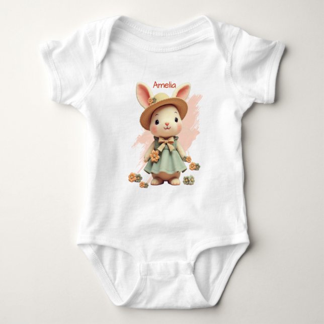 Body Para Bebé Bunny with Name Typography (Anverso)