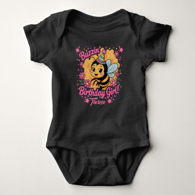 Body Para Bebé Buzzin 'Birthday Chica Bee Theme Cute Bee Lover (Anverso)