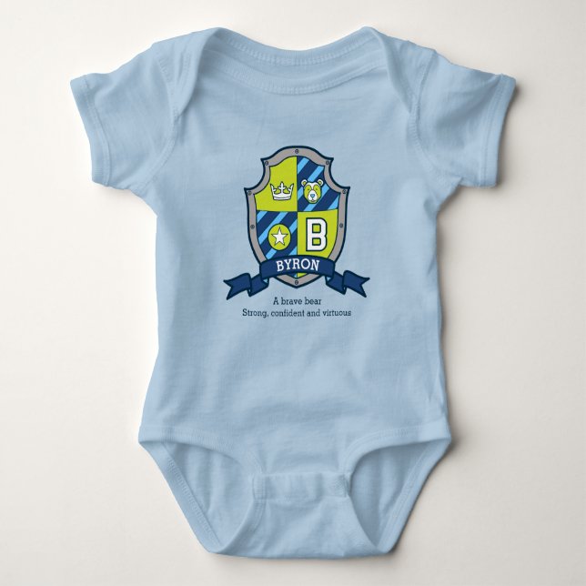 Body Para Bebé Byron boys B nombre y significa escudo de caballer (Anverso)