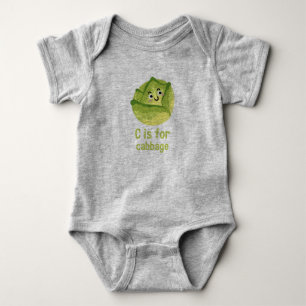 Body Para Bebé C es para CABBAGE Green Veggie Alphabet C
