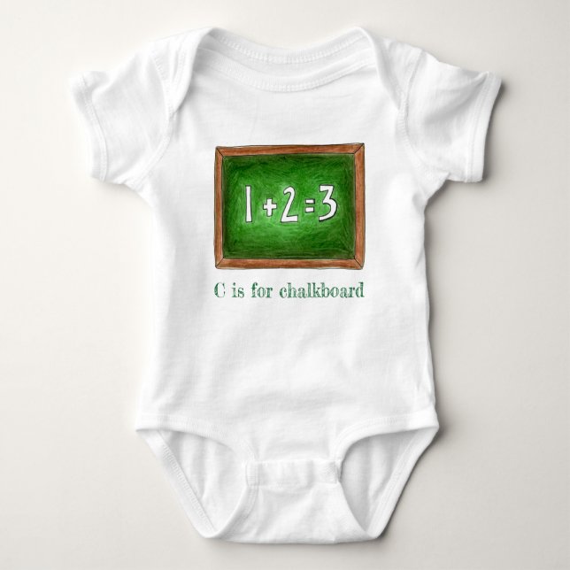 Body Para Bebé C es para Chalkboard Green School Slate Math ABC (Anverso)
