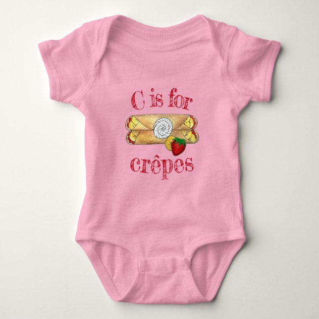 Body Para Bebé C es para Crêpes Panqueque Francia Crepes de Comid (Anverso)