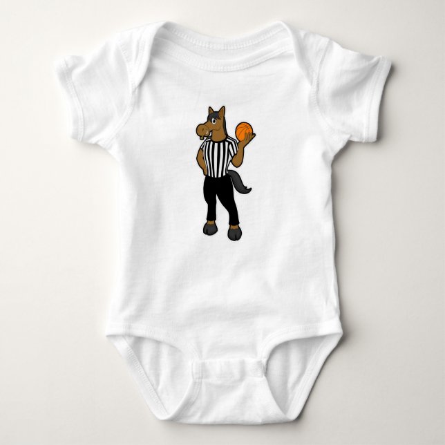 Body Para Bebé Caballo como árbitro con baloncesto e hilo (Anverso)