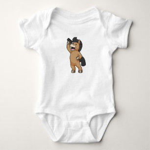 Body Para Bebé Caballo como peluquero con peine