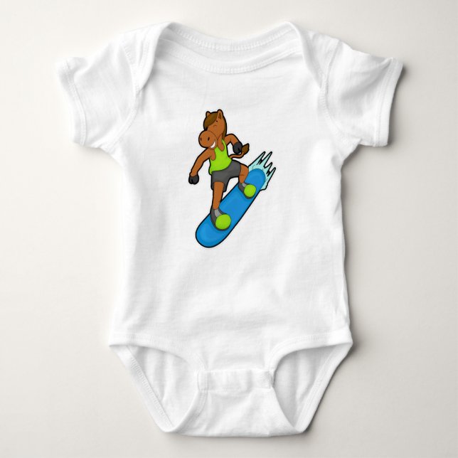 Body Para Bebé Caballo con Snowboard (Anverso)