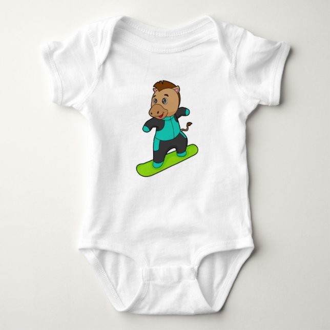 Body Para Bebé Caballo con Snowboard (Anverso)